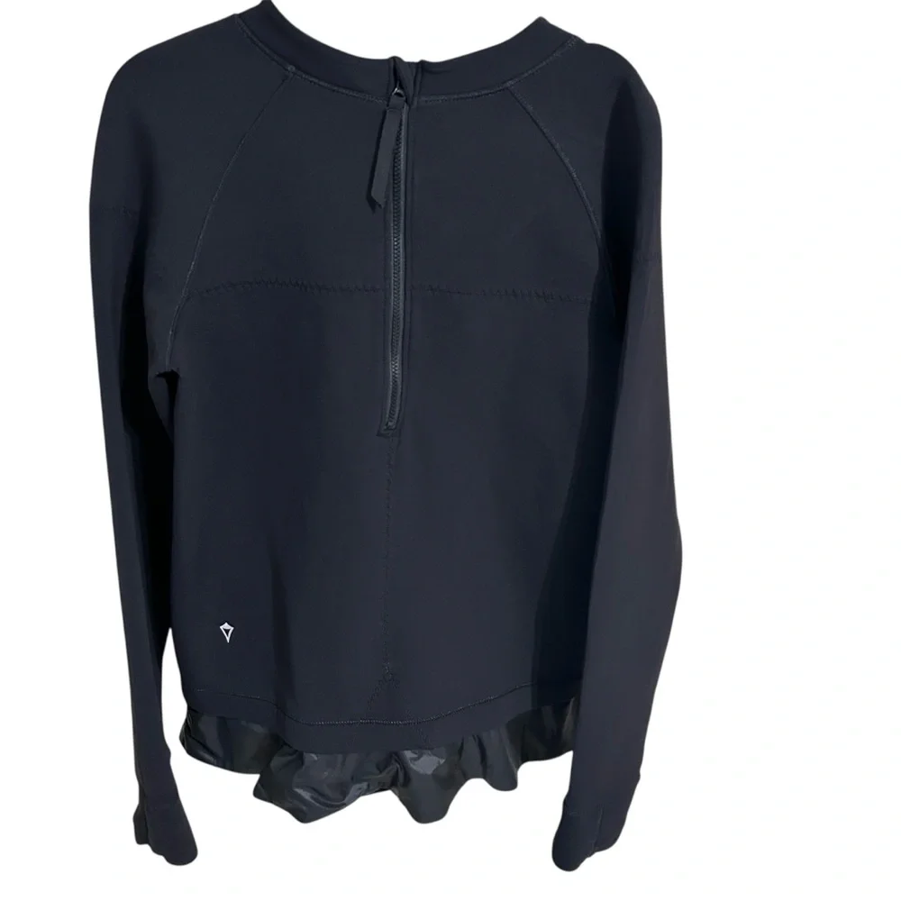 Ivivva By Lululemon Black Peplum Neoprene LS Swim Rashguard Top Pocket Sz L 14